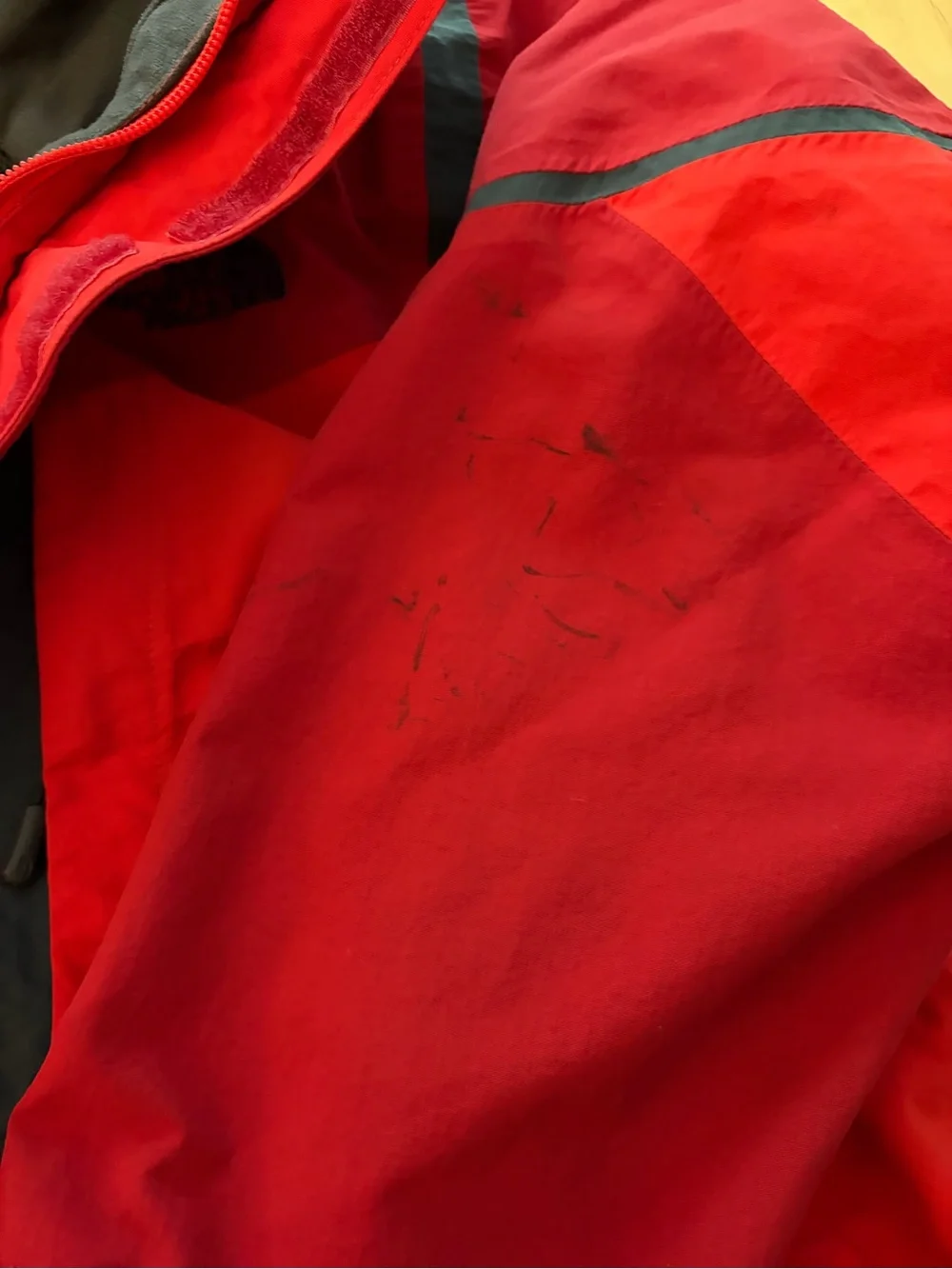 The North Face Men's Red Hooded Raincoat with Contrast Trim
